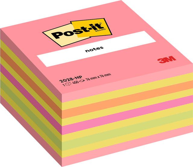 Bloc-mémos Post-it 2028 76x76mm cube couleurs néon