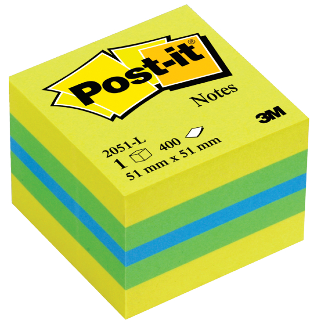 Memoblok Post-it 2051 51x51mm kubus lemon