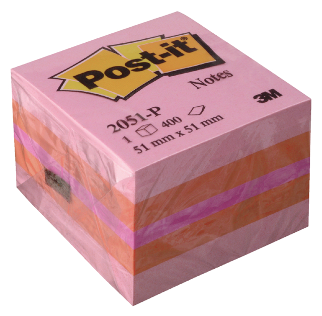 Bloc-mémos Post-it 2051 51x51mm cube rose