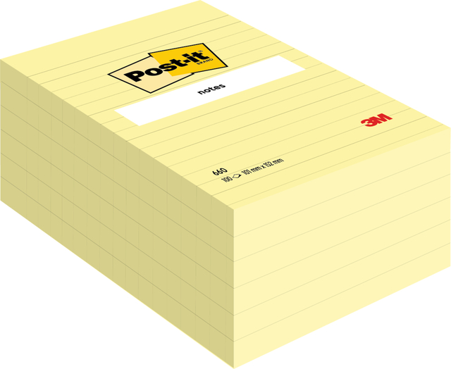 Bloc-mémos Post-it 660 152x102mm ligné jaune canari