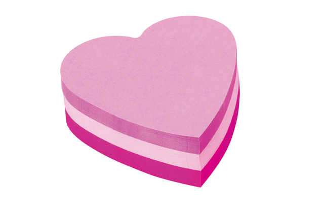 Bloc-mémos 3M Post-it 2007 70x70mm cube coeur rose