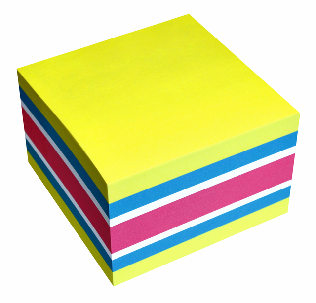 Memoblok info notes kubus 450 vel 75x75mm neon assorti 450 vel