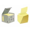 Bloc-mémos Post-it Z-Notes R330-1B recyclé 76x76mm jaune canari 6 pièces