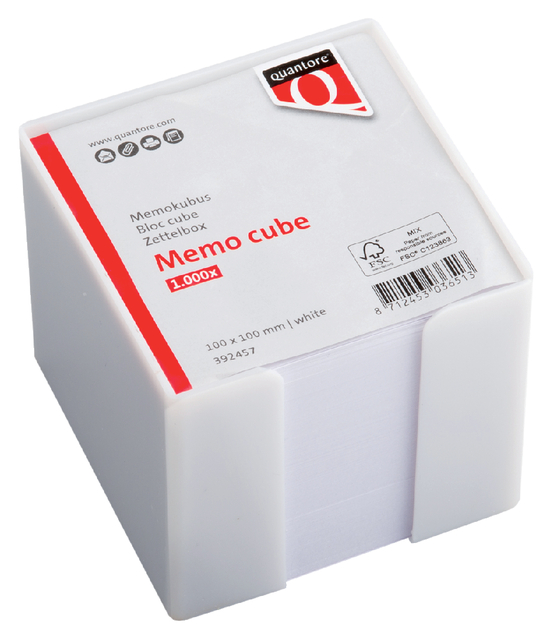 Cube mémos Quantore 10x10x9cm blanc 900 feuilles