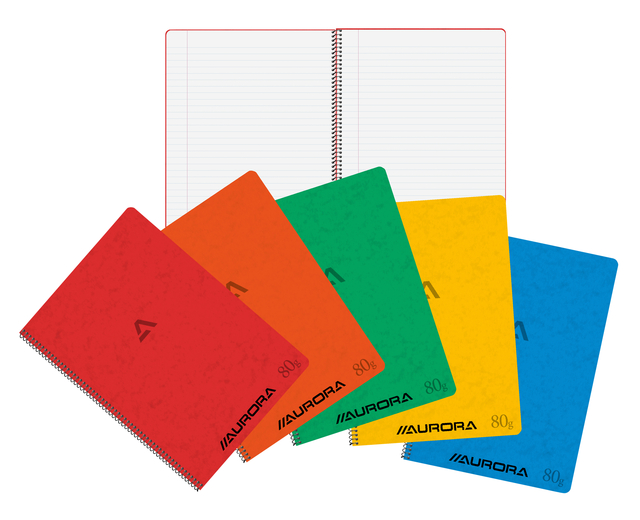 Cahier à spirale Aurora A4 ligné 120 pages 80g assorti