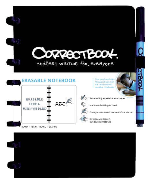 Notitieboek Correctbook A5 blanco 40blz ink black