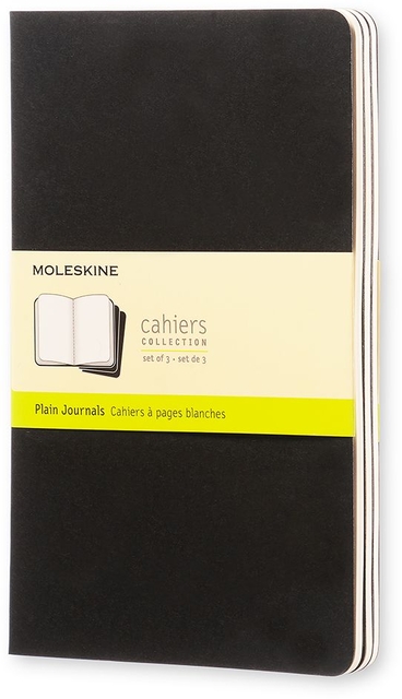 Schrift Moleskine 130x210mm blanco 160 pagina's 70gr zwart set à 3 stuks