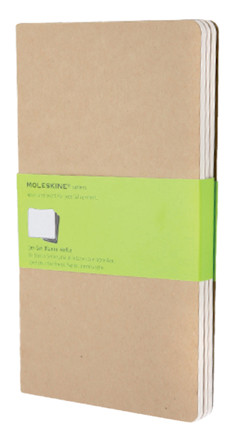 Schrift Moleskine 130x210mm blanco 160 pagina''s 70gr kraft set à 3 stuks