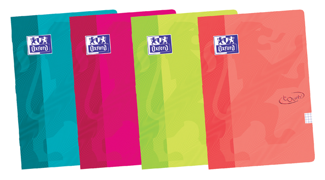Cahier Oxford School A4 carreau 10x10mm 72 pages 80g assorti