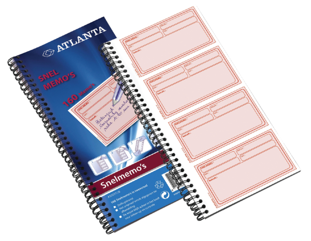 Carnet mémos rapides Djois Atlanta 74x125mm 160x2 feuilles blanc