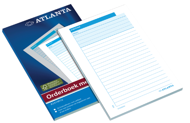 Carnet de commandes Djois Atlanta 185x110mm 50x2 feuilles carbone blanc