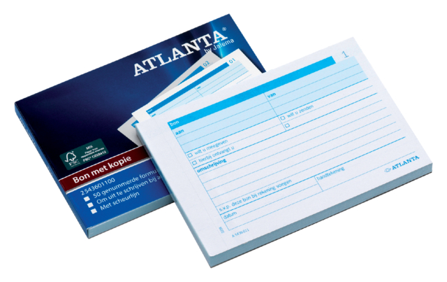 Carnet de reçus Djois Atlanta A6 50x2 feuilles carbone