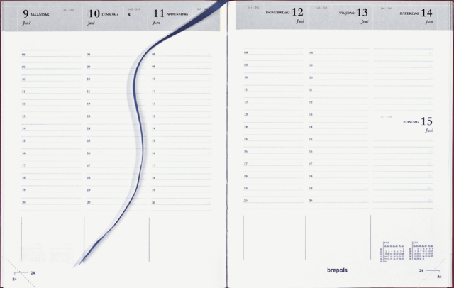 Agenda 2026 Brepols Timing Lima 7 jours/2 pages bordeaux