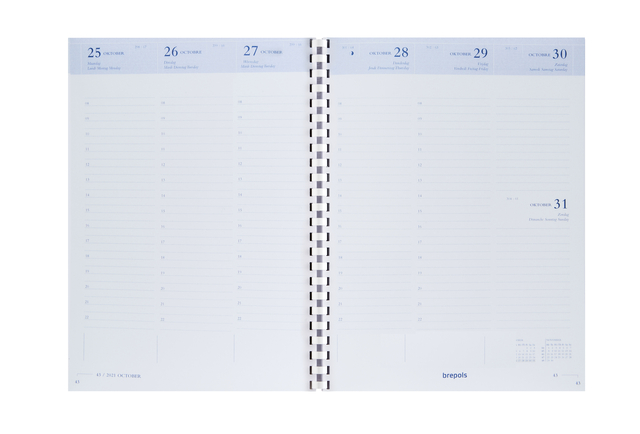 Recharge agenda 2025 Timing 7 jours/2 pages Spirale blanc