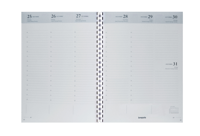 Recharge agenda 2027 Timing 7 jours/2 pages Spirale blanc