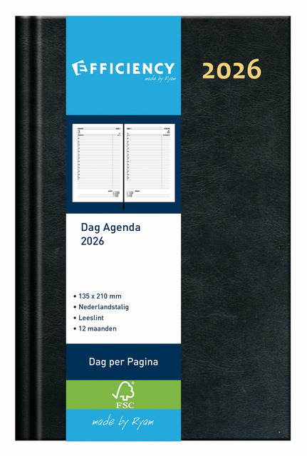 Agenda 2026 Ryam Efficiency Baladek 1 jour/1 page noir