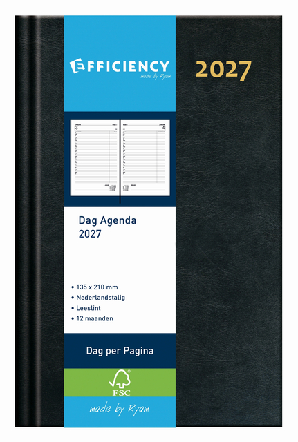 Agenda 2027 Ryam Efficiency Baladek 1 jour/1 page noir
