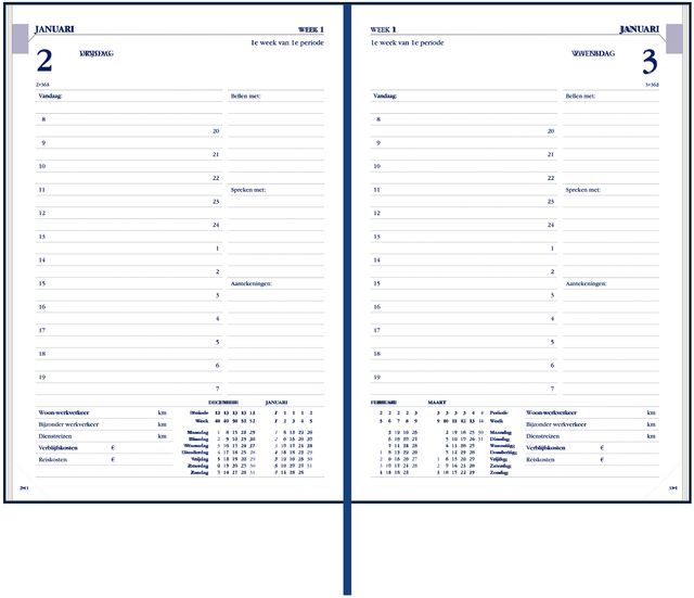 Agenda 2026 Ryam Twenty-four Mundior 1dag/1pagina blauw