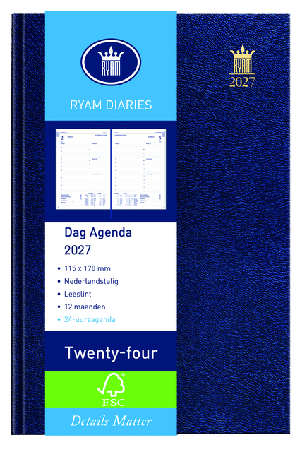 Agenda 2027 Ryam Twenty-four Mundior 1 jour/1 page bleu