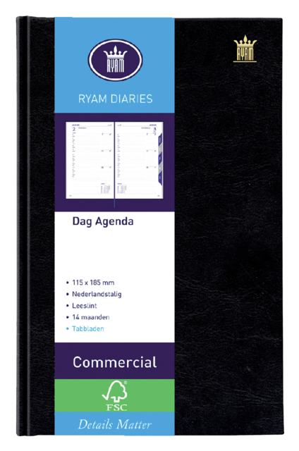 Agenda 2025 Ryam Commercial Mundior 1 jour/1 page noir