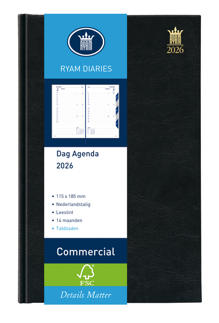 Agenda 2026 Ryam Commercial Mundior 1dag/1pagina zwart
