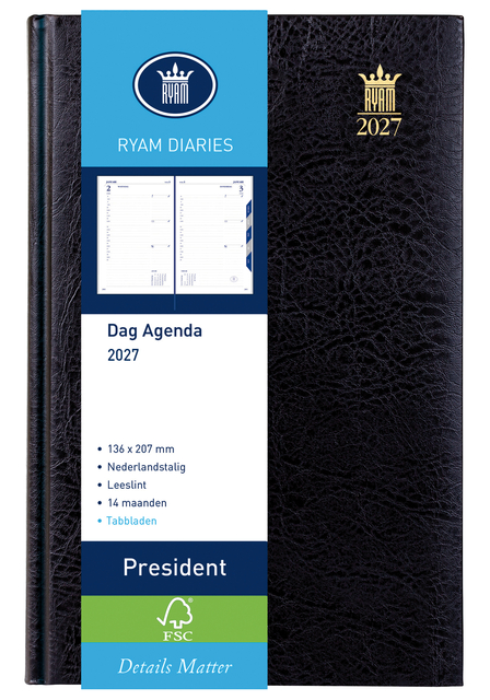 Agenda 2027 Ryam President Mundior 1 jour/1 page noir