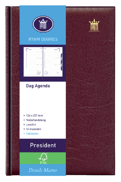 Agenda 2025 Ryam President 1 jour/1 page bordeaux