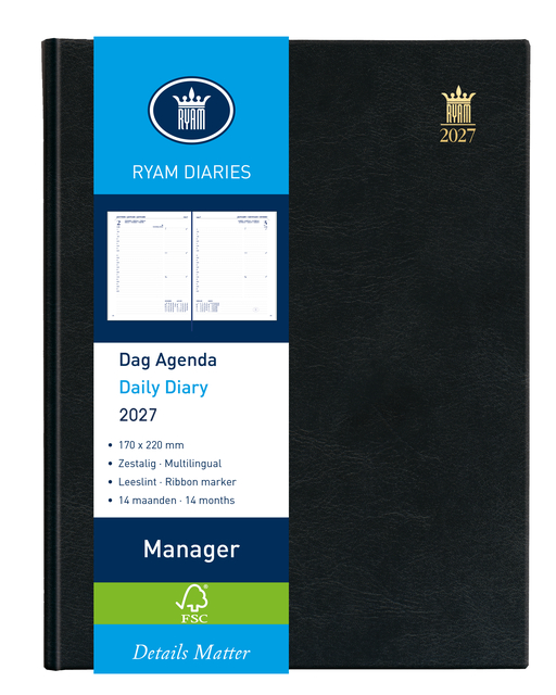 Agenda 2027 Ryam Manager Mundior 1dag/1pagina zwart