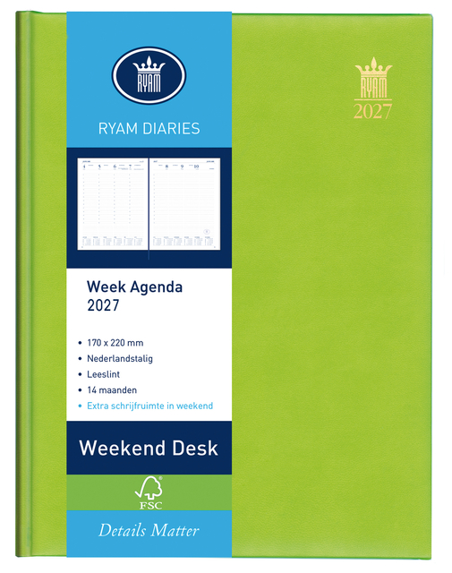 Agenda 2027 Ryam Weekplan Weekend Desk Lazio 7dagen/2pagina's assorti