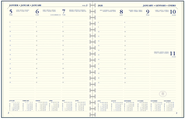 Agendavulling 2026 Ryam Executive A5 7dagen/2pagina's staand