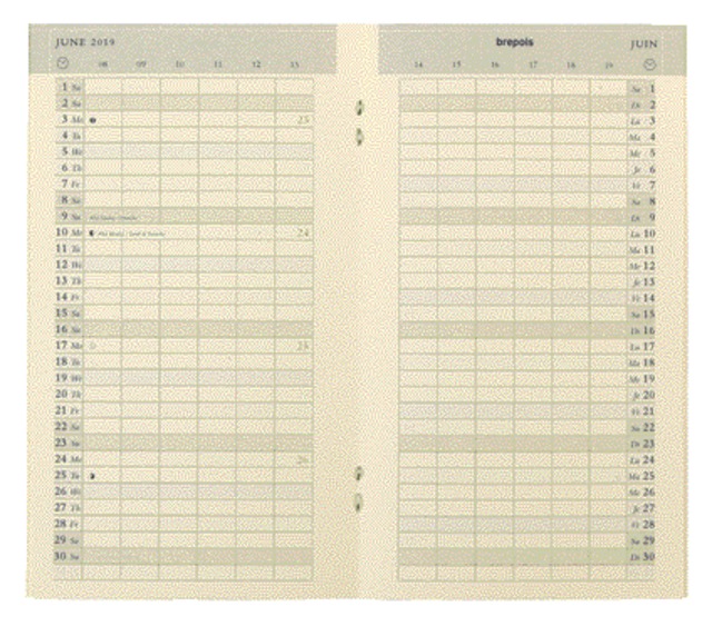 Recharge agenda 2025 Brepols Plan-O-Rama 1 mois/2 pages