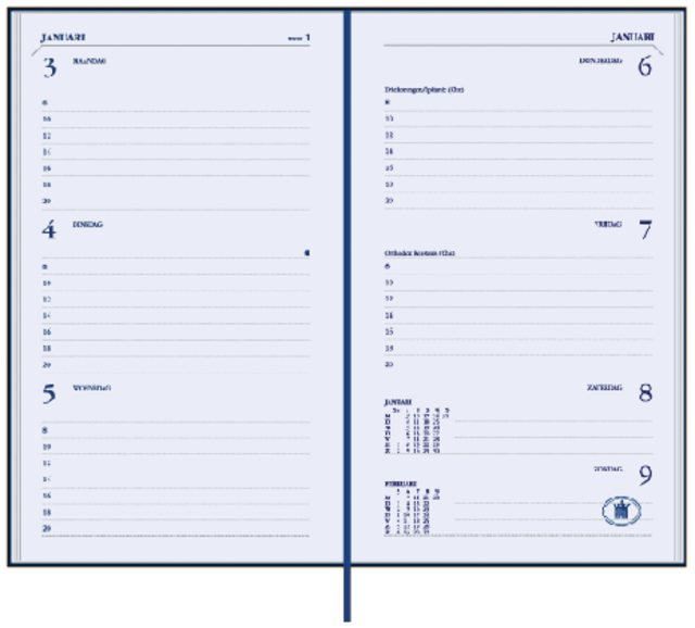 Agenda 2025 Ryam Memoplan 7 Suprema 7 jours/2 pages noir