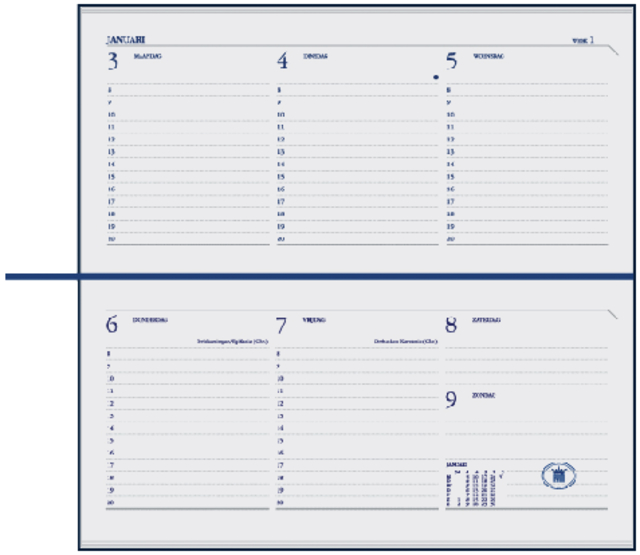 Agenda 2025 Ryam Memoplan 7 Mundior 7 jours/ 2 pages noir