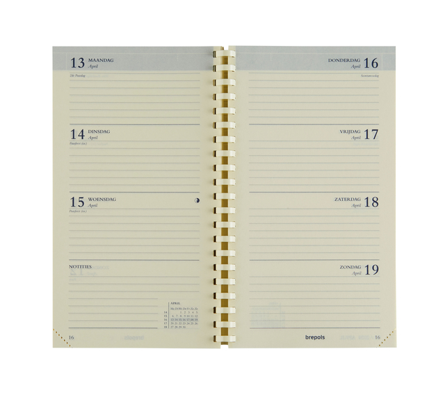 Recharge agenda 2026 Brepols Interplan spirale 7 jours/2 pages NL
