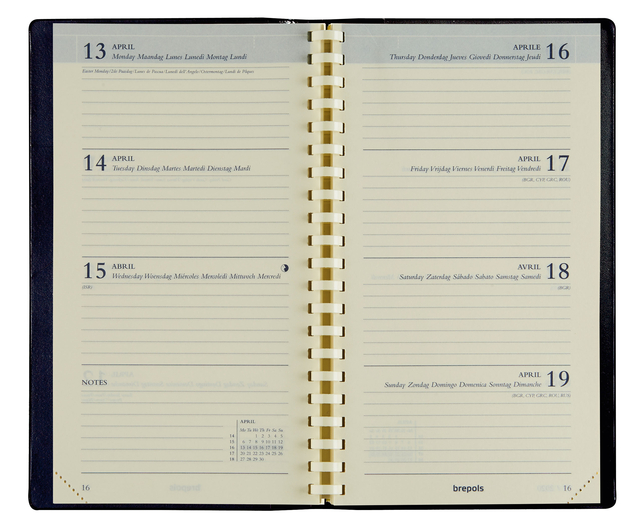 Recharge agenda 2025 Brepols Interplan spirale 7 j/2 p 6 langues