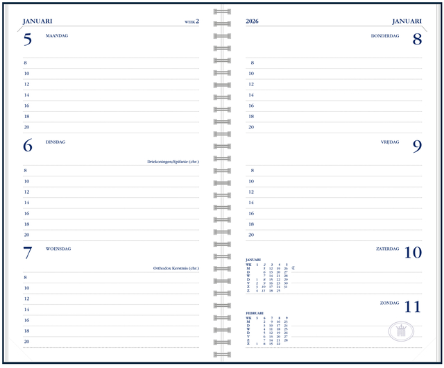 Agendavulling 2026 Ryam Memoplan 7 7dagen/2pagina's wit