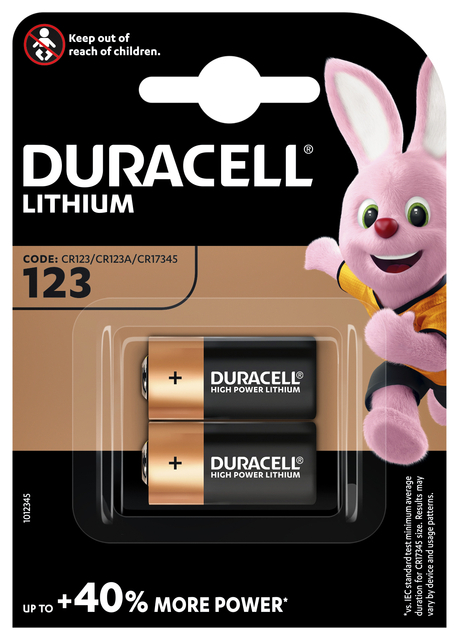 Batterij Duracell 2x CR123 high power lithium