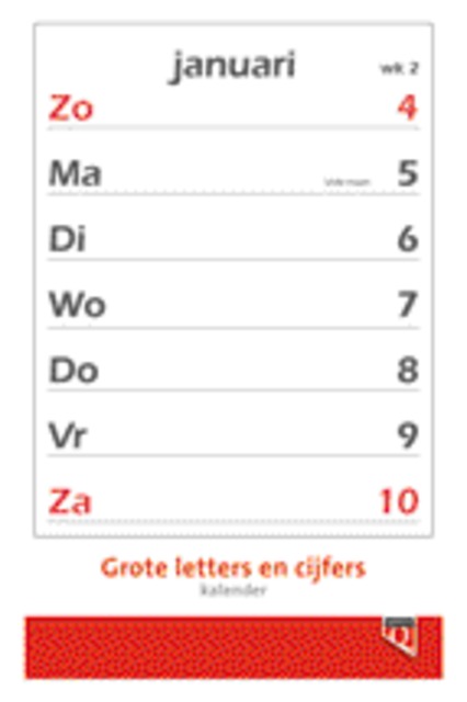 Kalender 2025 met grote letters en cijfers Quantore