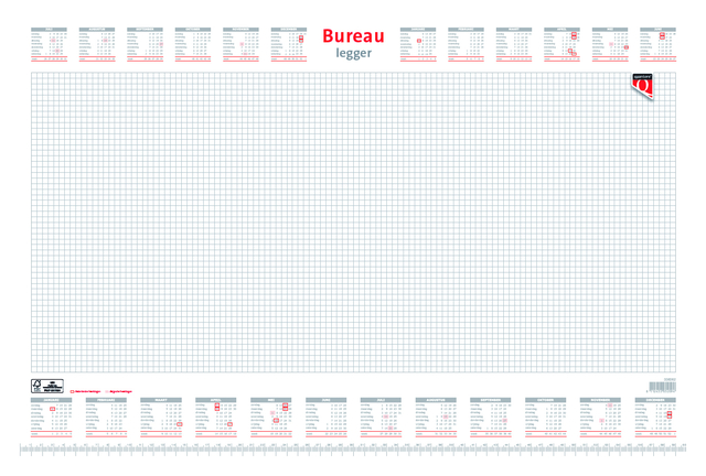 Bureau-onderlegblok 2025 Quantore ruit 56,5X36CM  wit