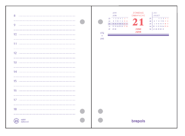 Recharge bloc 2025 Brepols 1 jour/2 pages perforation universelle