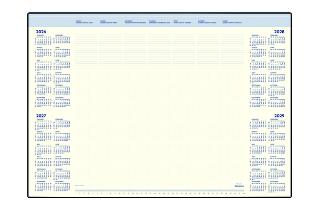 Bloc sous-main 2025 Brepols Desk Mate 7 jours/1 page 412x590x8mm avec support 35fls