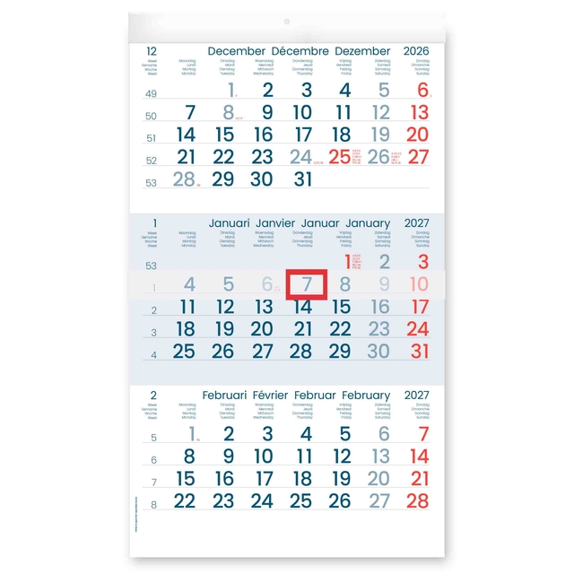 Calendrier 3 mois 2027 INNI Manager