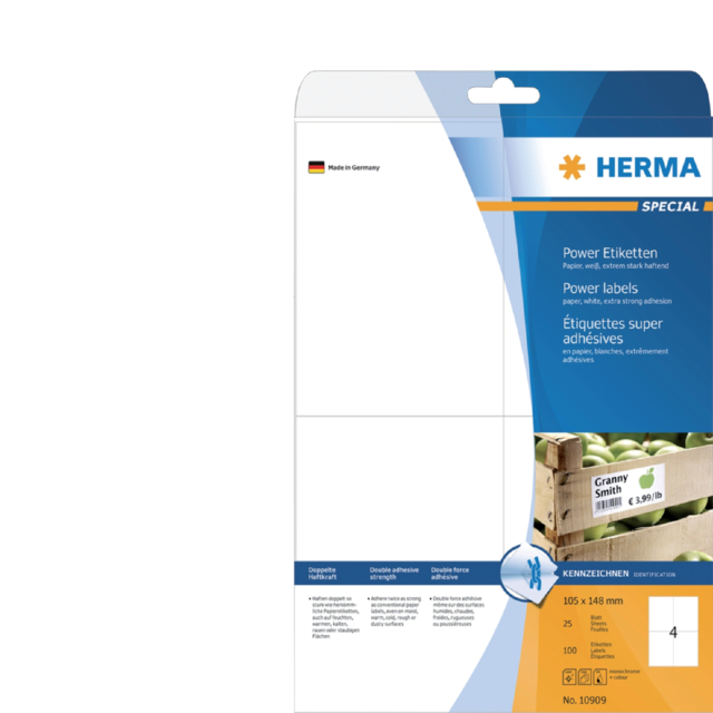 Etiquette HERMA extra forte 10909 105x148mm 100 pièces