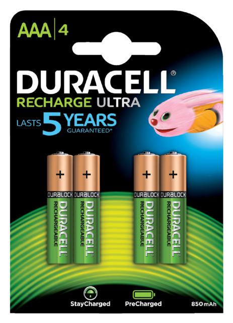 Batterij oplaadbaar Duracell 4xAAA 900mAh Ultra