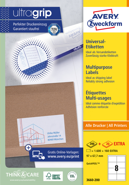 Etiquette Avery Zweckform 3660 97x67,7mm blanc 1600 pièces