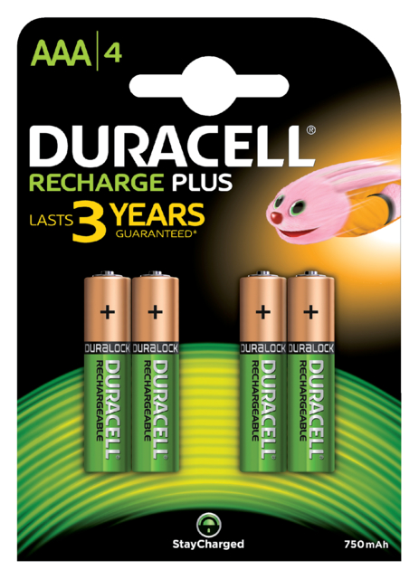 Batterij oplaadbaar Duracell 4xAAA 750mAh Plus