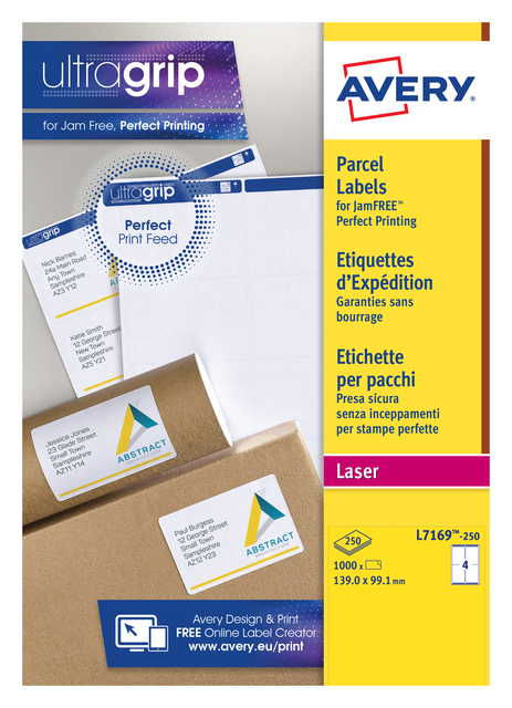 Etiquette Avery L7169-250 99,1x139mm blanc 1000 pièces