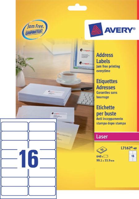 Etiket Avery L7162-40 99.1x33.9mm wit 640stuks