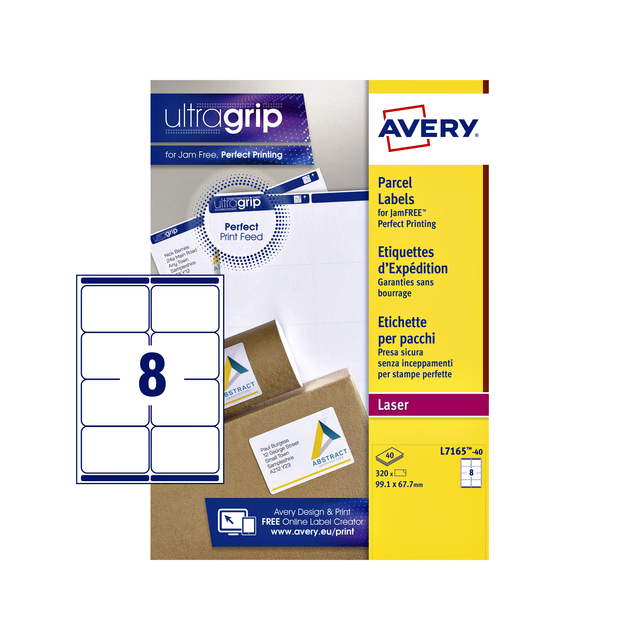 Etiket Avery L7165-40 99.1x67.7mm wit 320 stuks
