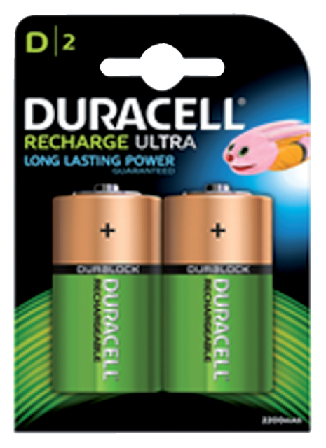 Batterij oplaadbaar Duracell 2xD 3000mAh Plus